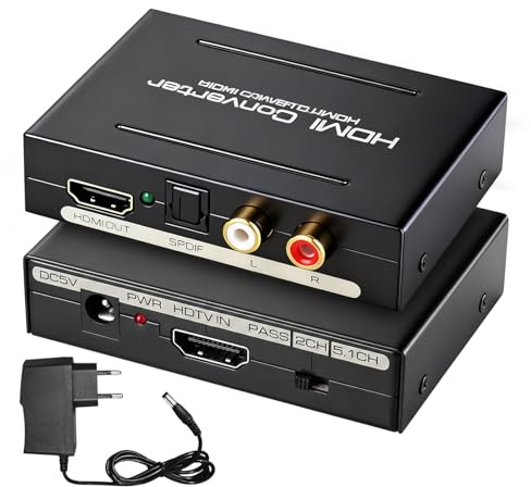 HDMI ARC Audio Extraktor, HDMI Audio Extractor, HDMI Audio Splitter 192KHz DAC Wandler Metall ARC Extraktor, 4K@30Hz Unterstützung ARC Adapter Converter für Heimkino und Konferenz, Schwarz