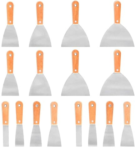 JIEHIN 16 Stück Spachtel Set, 8 Größen Edelstahl Spachtel mit Holzgriff, Malerspachtel Set Tapetenspachtel Spachtel Werkzeug zum Schaben Kratzen, 25mm 40mm 50mm 60mm 75mm 100mm 125mm 150mm