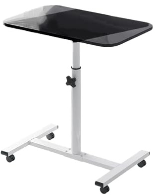 Yiziecce Mobile Laptop Desk Cart, für den Gebrauch von Heimbüro, rollender Computerständer mit Rädern, 360 -Grad -rotierenden Desktop, einstellbare Höhe, tragbare Workstation mit (Schwarz)
