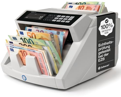 Safescan 2465-S Geldzählmaschine, Wertzählung für gemischte EUR-Banknoten - Banknotenzähler mit 7-facher Echtheitsprüfung - zählt sortierte Banknoten aller Währungen