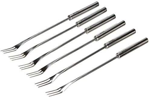 Kaasfonduevorken rvs 6 stuks 260 mm Spring 2890280606 | Fonduegabeln, 3-zinkig, für Brot, Gemüse und Obst, rostfreier Stahl, 6 Stück, nummerierte Griffe, geselliges Essen