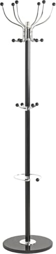HAKU Garderobenständer, chrom, schwarz, Marmor, Metall Jackenständer - Maße: H 176 x Ø 38 cm, Style: Modern