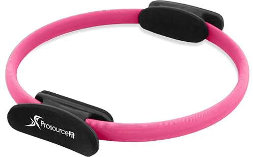 ProsourceFit Pilates Resistance Ring, 14" Diameter with Dual Grip Handles for Core Strength, Thigh Toning, Pink