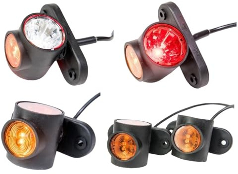 Web Truck 2 x LED Gummi Begrenzungsleuchte Seitenleuchte 12V 24V mit E-Prüfzeichen Positionsleuchte Auto LKW PKW Wohnwagen KFZ Lampe Leuchte Licht Weiß Rot Orange