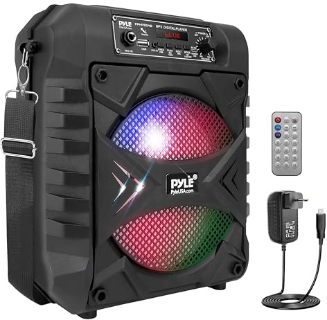 Pyle Partybox - Bluetooth Lautsprecher Groß, PA Anlage, Musikbox, Karaoke Box, 300W, 8 Subwoofer, Tragbare Musikboxen mit wiederaufladbarem Akku, Bluetooth Box mit Party Lichtern, MP3/USB, FM Radio