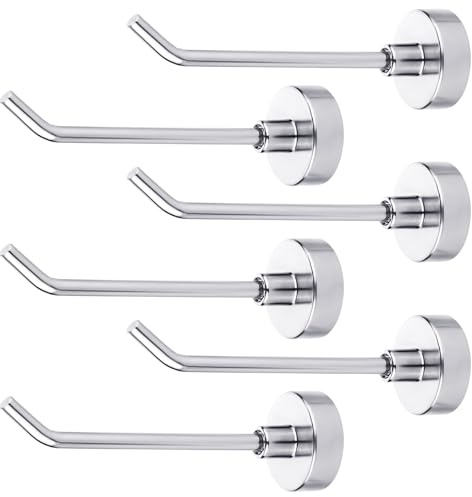 6 Stück Magnetische Haken, 0,77kg Robuste Magnethaken 7,6cm Magnethaken zum Aufhängen Stark für Kreuzfahrtkabinen, Handtuch, Grill, Küche, Garage, Arbeitsplatz (Silber)
