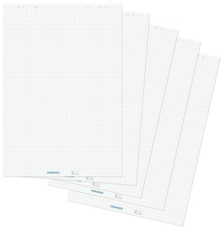 FRANKEN Flipchart-Block, 5 x 20 Blatt, beidseitig verwendbares Flipchart-Papier 80 g/qm, kariert und blanko, FSC-zertifiziert, chlorfrei gebleicht, Weiß, F2130
