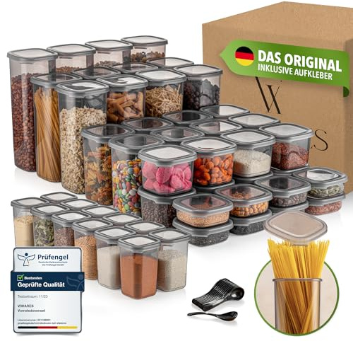 Viwares Vorratsdosen mit Deckel Luftdicht, 48er Vorratsbehälter Set | BPA-Frei, Vorratsdose zur Müsli Mehl Aufbewahrung Küche, Frischhaltedosen für Lebensmittelaufbewahrung, Organizer Küche