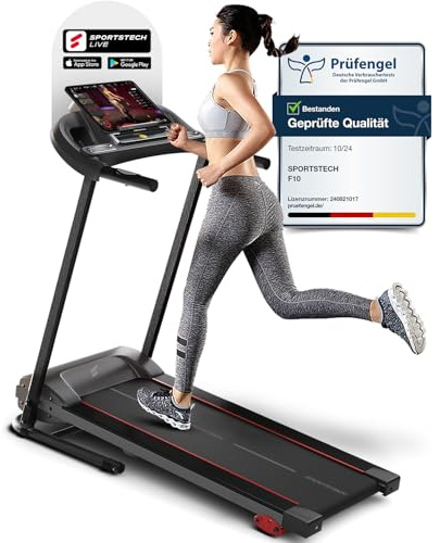 Sportstech F10 / sWalk Plus Laufband für Zuhause klappbar, Laufband mit Steigung, Walking Pad mit Steigung, Walking Pad klappbar bis 12 kmh, App Funktion, bis 130 kg