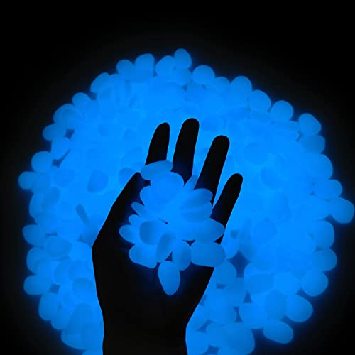 Leuchtsteine 300 Stück Leuchtet im Dunkeln kieselsteine für Outdoor Deko, Gärten, Terrasse, Rasenflächen, Aquarien, Auffahrt, Wiederholbar Kraft durch Licht, Solarbetrieben