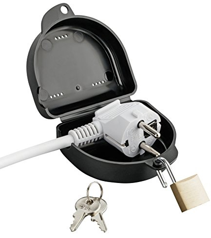 haggiy Steckerschloss – Abschließbare Sicherheitsbox für Schuko & Eurostecker, Steckersafe zum Schutz vor unbefugtem Zugriff, schwarz
