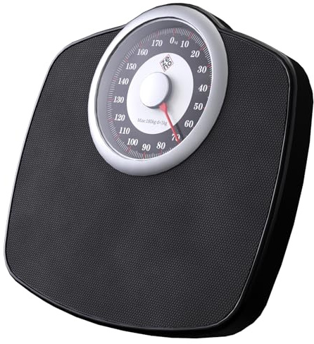 Zeno A25 Personenwaage – bis zu 180 kg – 5,3 Zoll Zifferblatt auf 31 x 30 cm großer Plattform – Rutschfeste Gummioberfläche – Hochpräzise analoge Personenwaage – Langlebig mit 20 Jahren Garantie