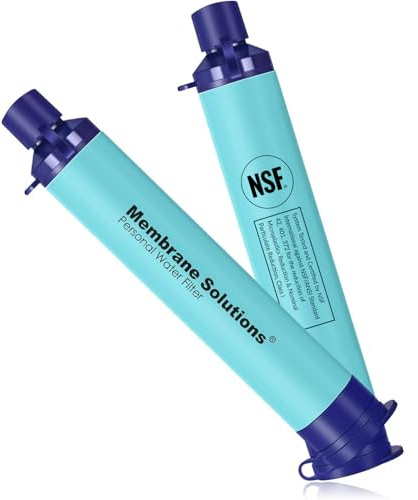 Membrane Solutions Wasserfilter Outdoor Camping, Trinkwasserfilter für 5000 Liter gefiltertes Wasser, Filtergenauigkeit bis zu 0,1 Mikron, Entfernt 99,9999% E.coli, BPA-frei, 2 Pack