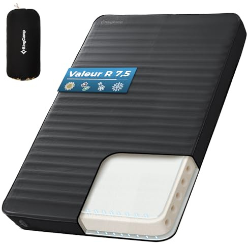 KingCamp Super Komfort Selbstaufblasende Doppelbett Campingmatratze Isomatte mit 3D-Konstruktion und Schaumstoffkern für 2 Personen 201 × 128 × 7.5 cm