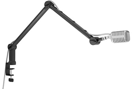 ICY BOX Professioneller Mikrofon-Arm mit Tischhalterung, 360 degree drehbar, 3/8 '' bis 5/8 '' Adapter, Kabelmanagement, für Blue Yeti, Blue Snowball, HyperX QuadCast und viele mehr, 60872, Schwarz