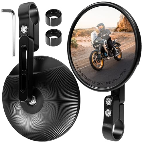LOVLEX E24 Motorrad Spiegel 2er Set – Universale 360° drehbare Lenkerendenspiegel, Rund – Passend für 22mm & 25mm Lenker, Motorrad, Roller, Scooter & ATV – Verstellbar für sicheres Fahren