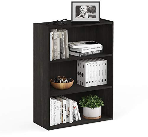 Furinno PASIR Bücherregal, 3-stufiges Bücherregal, Aufbewahrungsregal, 24,6 x 60,2 x 80,0 cm, für Wohnzimmer, Schlafzimmer, Home Office, Espresso