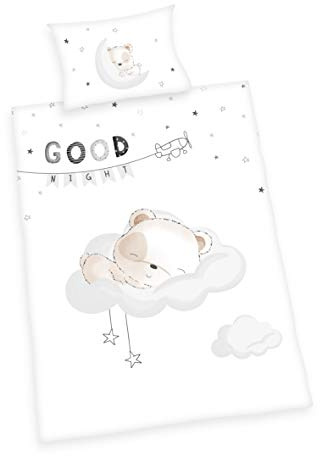 Herding Kleinkinder-Bettwäsche-Set, Sleeping Little Bear Wendemotiv, Bettbezug 100x135cm, Kopfkissenbezug 40x60cm, Baumwolle/Renforcé