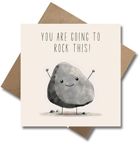 WBdesignz Genesungskarte Stein You are going to rock this mit Umschlag - Karte Gute Besserung - Genesung Gesundheit Besserung - neue Lebensphase Motivation (125 x 125 mm)