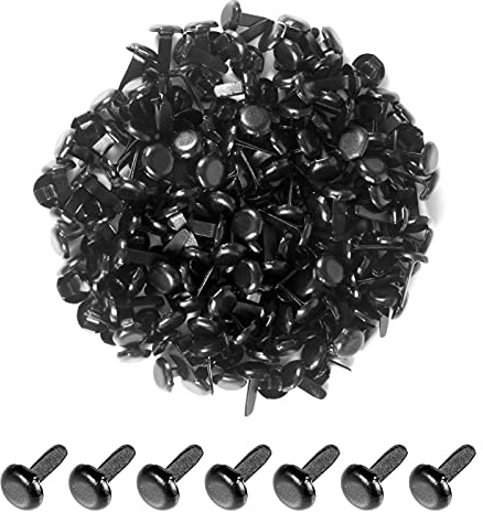 moinkerin 200 Stücke Mini Runde Brads, Musterklammern Metall Schwarz Brads 8x14mm Verwendet für Scrapbooking Papier Briefklammern Basteln Handwerk DIY Kunsthandwerk