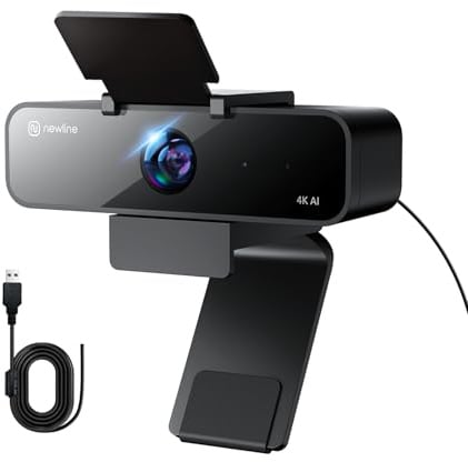 N newline 4k Webcam PC mit Mikrofon mit Rauschunterdrückung, 3 AI Modi und 2 Gestensteuerung, Weitwinkel, USB 4k Kamera für PC Mac Laptop Videokonferenzen, Live-Streaming