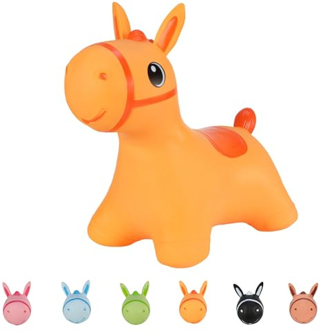 Hoppimals Tootiny Hüpftier, Hüpfpferd, Hüpftier ab 1 Jahre, Perfekt für Gymnastik & Geschicklichkeit für Kinder, Verpackt im Geschenkkarton, inklusive Pumpe - Baby-Hüpfer ORANGE