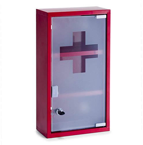 Zeller 18468 Medizinschrank, Metall / 25 x 12 x 45, rot, rechteckig