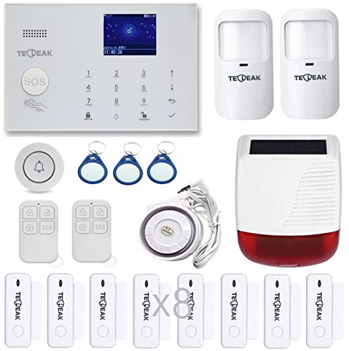 GSM/WLAN Alarmanlagen Komplettsystem mit Überwachungskameras, TECPEAK Alarmanlage Haus, Haussicherheits Set (KIT1)