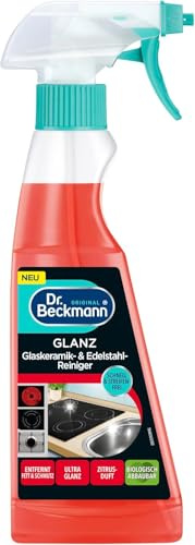 Dr.Beckmann Glaskeramik Glanz-Reiniger Für alle Glaskeramikoberflächen250ml | Streifenfreie Reinigung und langanhaltendem Glanz des Kochfeldes - Für Glaskeramik- und Induktionsherde