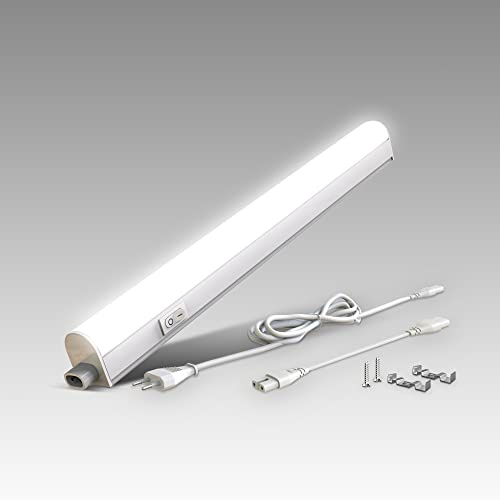 B.K.Licht - LED Leiste mit Ein-Ausschalter, neutralweiße Lichtfarbe, erweiterbar, Unterbauleuchte Küche, LED Lichtleiste Küche, Schrankbeleuchtung, Küchenlampe, Beleuchtung, 31,3x2,2x3 cm, Weiß