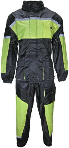 HEYBERRY Motorrad Regenkombi Regenhose Regenjacke schwarz neon grün Gr. 2XL