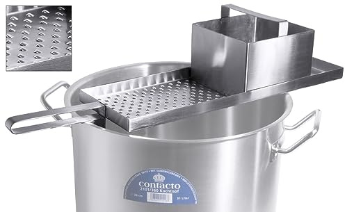 Contacto Gastronomie Spätzlehobel für lange Spätzle mit Topfhalterung Edelstahl 18/10 für Töpfe von Ø36-45 cm, Spätzlepresse mit Ruhebreich