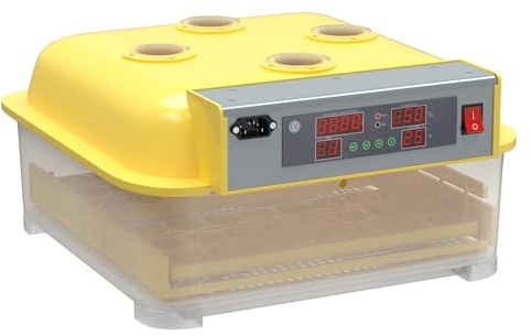 Wiltec Automatische Brutmaschine für 48 Eier, Inkubator mit vollautomatischem Wendesystem, Brutautomat mit Temperatursteuerung und Feuchtigskeitsregulierung, Brutkasten zum Eier ausbrüten
