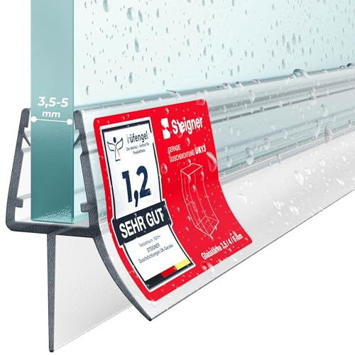STEIGNER Duschdichtung UK13 40 cm (1 Stk.) Transparent - Dichtung gerade für Eckeinstieg Dusche oder Fünfeckdusche mit Duschtür 3,5-5 mm - Schutz gegen Auslaufen, Perfekte Passform, Wasserdicht