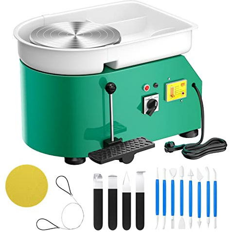 VAYOTOY Elektrische Töpferscheibe Maschine 25CM 350W Keramik Clay Maschine Professionelle Töpferscheibe Formmaschine mit Töpferwerkzeugen für Erwachsene, Töpferanfänger, Töpferstudio