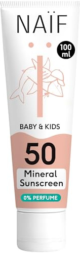 Naïf - Sonnencreme auf mineralischer Basis - für Baby & Kind - 0% Parfüm - LSF 50 - UVA und UVB Schutz - Wasserresistent - Dermatologisch getestet - Ohne Mikroplastik - 100ml