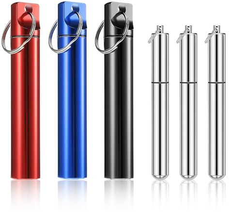COZERI 6 Stück Tragbarer Flachkopf Zahnstocherhalter, Aluminiumlegierung Wasserdicht Zahnstocherspender Mit Schlüsselanhänger, Zahnstocher Für Unterwegs Reisen Outdoor Picknick