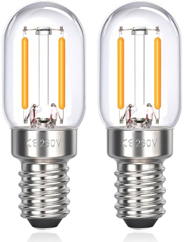 Akynite E14 Warmweiß 2W 2700K Kerze, Kühlschranklampe, T22, Nicht Dimmbar, Ersatz Glühlampe 15W, 200LM, 230V, Klein Kerzenlampe E14 2W Retro LED für Nachtlicht, Salzlampe, Nähmaschine, 2er-Set