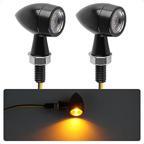 evermotor Universal 12V 2 Stück E24 Mini Motorrad LED Blinker, Bullet Zinklegierung im Feinguss IP67 Wasserdicht E geprüft