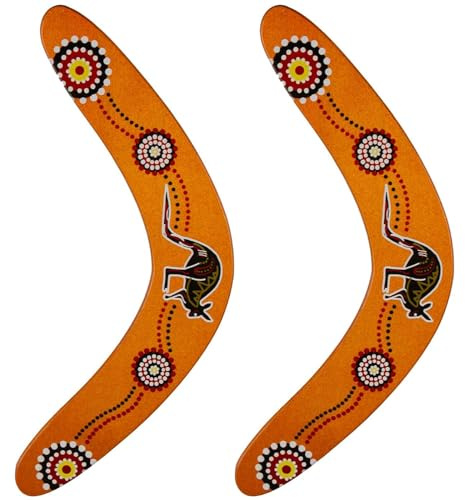 Xrten 2 Stück Boomerangs, V-förmiger Boomerang, Outdoor Flatloop Bummerang, Boomerang für Kinder Anfänger, Handgefertigte Känguru Stil, Hellbraun