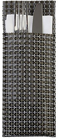 APS 60551 Servietten- und Bestecktasche, 6er-Set, 24 x 9 cm, silbergrau, PVC