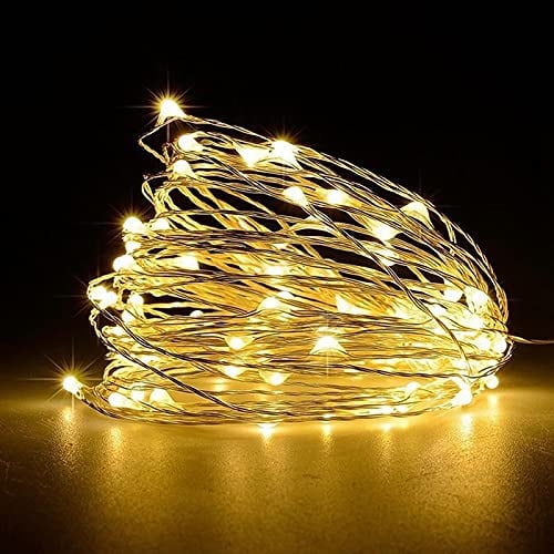 Jsdoin Lichterketten Batterie,5m 50LEDs Draht Lichterkette mit Batterie,Klein Innen Lichterkette für Tüllrock,Weihnachten,Schlafzimmer,Party, Hochzeit,Baumdekoration (Warmweiß, 1 Pcs 5m50leds)