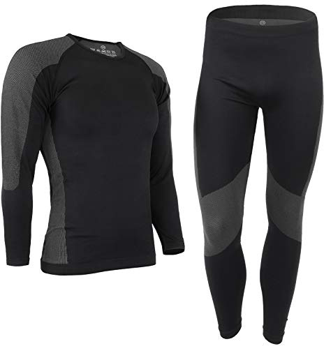ALPIDEX Herren Funktionswäsche Thermounterwäsche Set Skiunterwäsche wärmend | Funktionsunterwäsche, Langarmshirt, Funktionshose, lange Unterhose, atmungsaktiv, schnell trocknend, Snowboard, Motorrad