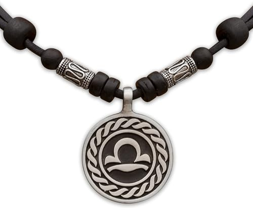 HANA LIMA 1 von 12 Sternzeichen Tierkreiszeichen an verstellbarer Lederkette mit Edelstahlperlen Horoskop Horoscope Halskette Surferkette