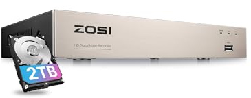 ZOSI 8CH 1080P DVR Digital Video Recorder mit 2TB Festplatte, Verkabelt CCTV 4in1 DVR für 720P 1080P CVI/AHD/TVI Analog 960H Kamera, HDMI VGA Ausgang