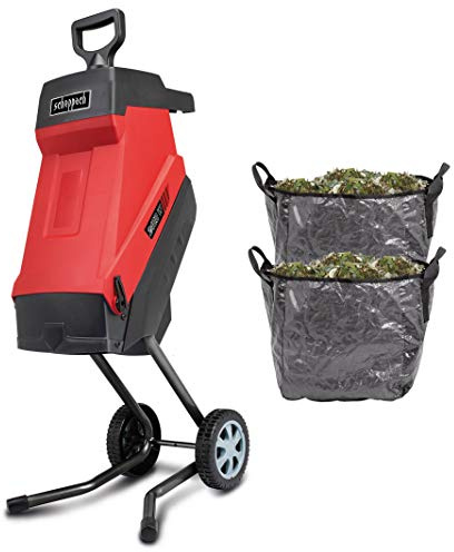 Scheppach GS55 Elektro Gartenhäcksler 2in1 Häcksler mit Fahrvorrichtung | 2400W Leistung | Schnittstärke 45mm | 45L Fangsack | 2 Messer | Selbsteinzug | inkl. 2X Fangsack & Nachstopfer