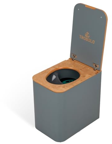 TROBOLO SilvaBloem – Trockentrenntoilette aus Holz – Komposttoilette ohne Chemie & Wasser – Ideal für Gartenhaus, Van & Tiny House – Geruchlose Trenntoilette kompatibel mit Abluftsystem (Grau)