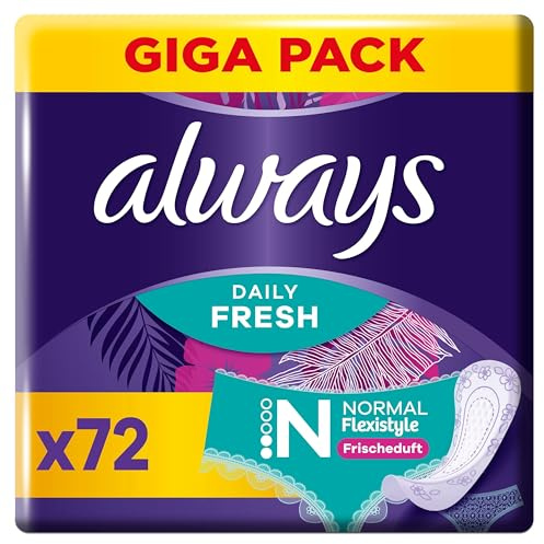 Always Daily Fresh Normal Flexistyle Slipeinlagen 72 Stück, Mit Frischduft, Flexibel, Passt Sich Allen Slipformen An