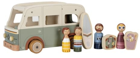 Little Dutch Camper Bus Wohnmobil Auto Vintage inkl. Spielfiguren Holz Kinder - grün