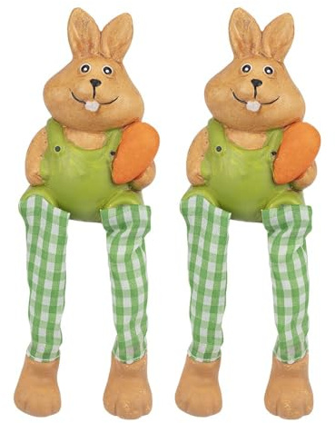 Ideen mit Herz Deko-Figuren mit Schlenkerbeinen | Frühling & Ostern | Kantensitzer | Kantenhocker | 18 cm (Osterhasen 1)
